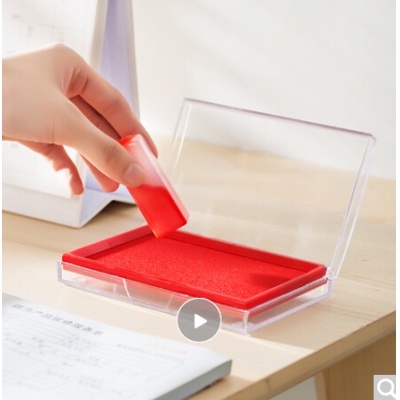 得力(deli)13788mm透明外殼方形快干印臺印泥 辦公用品 紅色9864